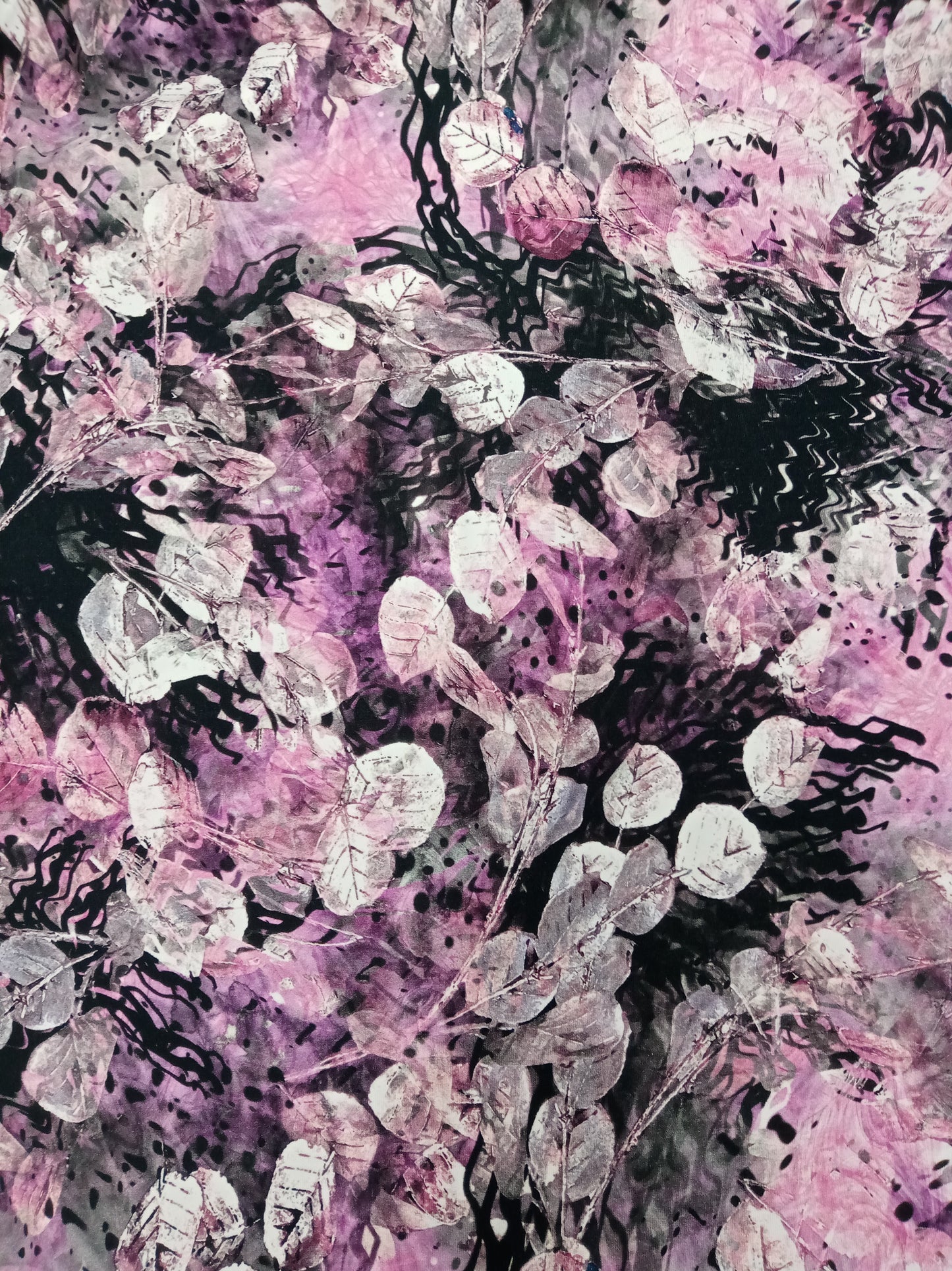 Lehtipyörre pinkki-hopea, trikoo