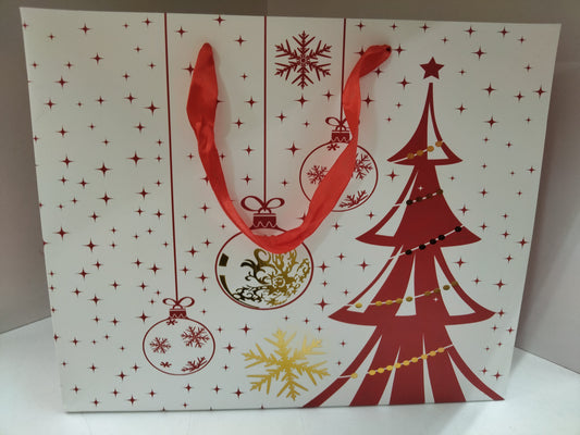 Lahjakassi 32+11x26cm, Joulupallot punainen